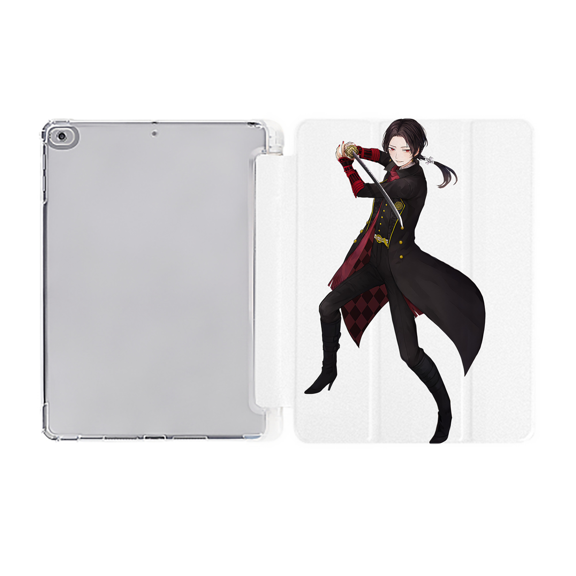 （画像用） 刀剣乱舞 Touken Ranbu IPad ケース ペン収納付き 三つ折りスタンド PUレザー×シリコン 対応機種9.5/10.5/10.9インチ